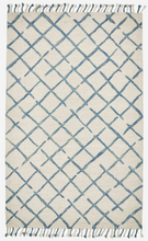 Load image into Gallery viewer, 4' x 6' Wool Blues and Cream Crisscross Area Rug
