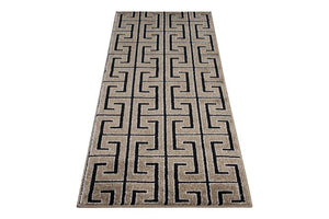 2'2" x 7'6" Greige Geometric Runner With Sparkle
