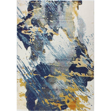 Load image into Gallery viewer, 8&#39;6&quot; X 11&#39;6&quot; Abstract Blue/Ivory/Gold Area Rug