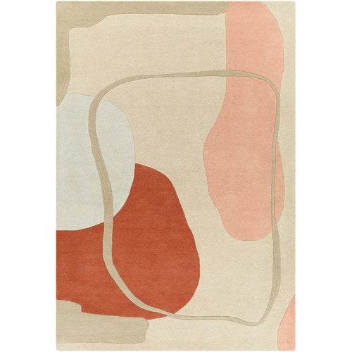 6' x 9' Wool Abree Abstract Handmade Tufted in Rust, Pink Area Rug