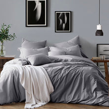 Load image into Gallery viewer, Grey Twin Cotton Duvet Cover
