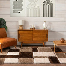 Load image into Gallery viewer, 7&#39;10&quot; x 9&#39;10&quot; Geometric In Browns Soft Shag Area Rug