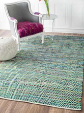 Load image into Gallery viewer, 5&#39; x 8&#39; Green Multi Rag Area Rug
