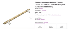 Load image into Gallery viewer, Golden Champagne and Polished Chrome 6 5/16&quot; Center Pulls set of 2