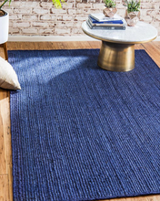 Load image into Gallery viewer, 8&#39; x 10&#39; Hand Braided Blue Jute Area Rug