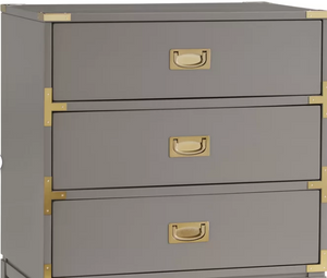 Grey 3 Drawer Nightstand/ Sidetable  with With Gold Accents