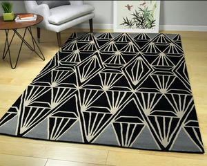 5' x 7'6" Wool Origami Black White Grey Area Rug