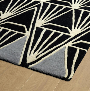 5' x 7'6" Wool Origami Black White Grey Area Rug