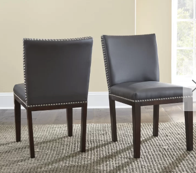 Bonded Leather Counter Chairs with Nailhead Trim (Set of 2)