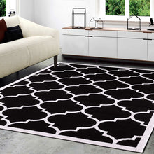 Load image into Gallery viewer, 5&#39;2&quot; x 7&#39;5&quot; Black and White Trellis Area Rug
