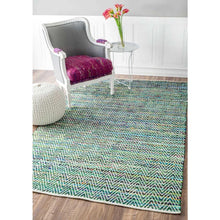 Load image into Gallery viewer, 7&#39;6&quot; x 9&#39;6&quot; Multi Coloured Rag Flat Weave Area Rug
