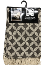 Load image into Gallery viewer, Dark Brown and Cream/Taupe Diamond Cotton Throw with Fringe