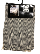 Load image into Gallery viewer, Black Grey and Cream Cotton Throw With Fringe