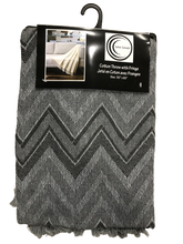 Load image into Gallery viewer, Black and Grey Chevron Cotton Throw with Fringe