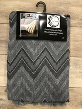 Load image into Gallery viewer, Black and Grey Chevron Cotton Throw with Fringe