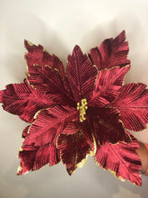 Load image into Gallery viewer, Glitter Edged Open Poinsettia Picks (Multiples Available)