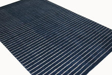 Load image into Gallery viewer, 8&#39;6&quot; x 11&#39;6&quot; WOOL Blue and Grey Striped Area Rug