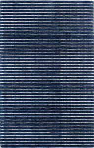 8'6" x 11'6" WOOL Blue and Grey Striped Area Rug